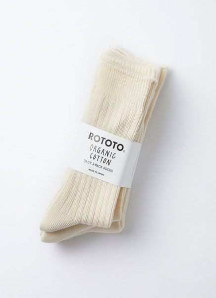 ROTOTO ORGANIC DAILY 3 PACK CREW SOCKS