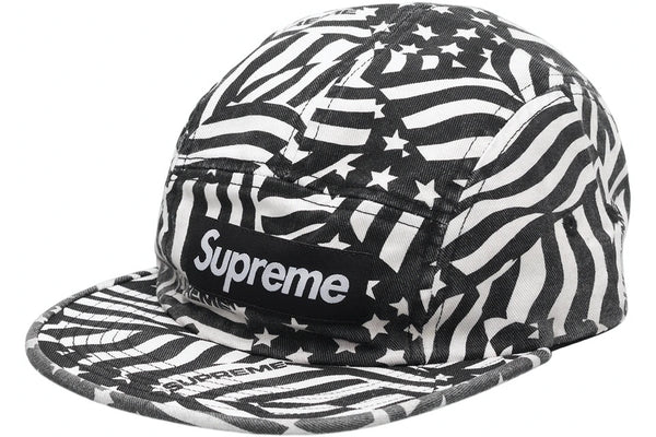 Supreme Washed Chino Twill Camp Cap - Black Flags