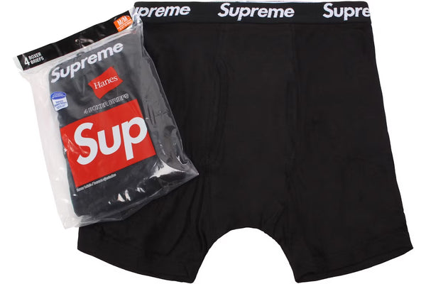 SUPREME / HANES BOXER BRIEFS (4 PACK) (BLACK)