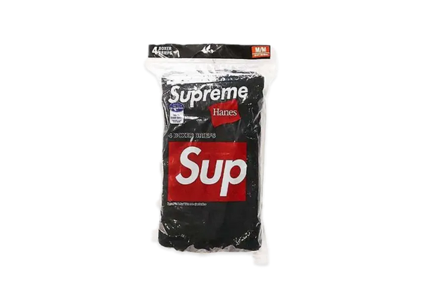 SUPREME / HANES BOXER BRIEFS (4 PACK) (BLACK)